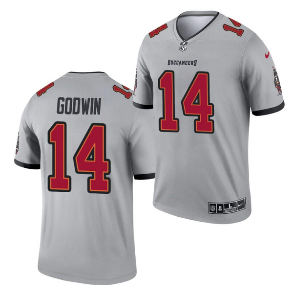 Men's Tampa Bay Buccaneers #14 Chris Godwin 2021 Gray Inverted Legend Stitched Jersey